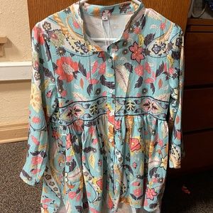 Multi-Colored Flowered Long Top